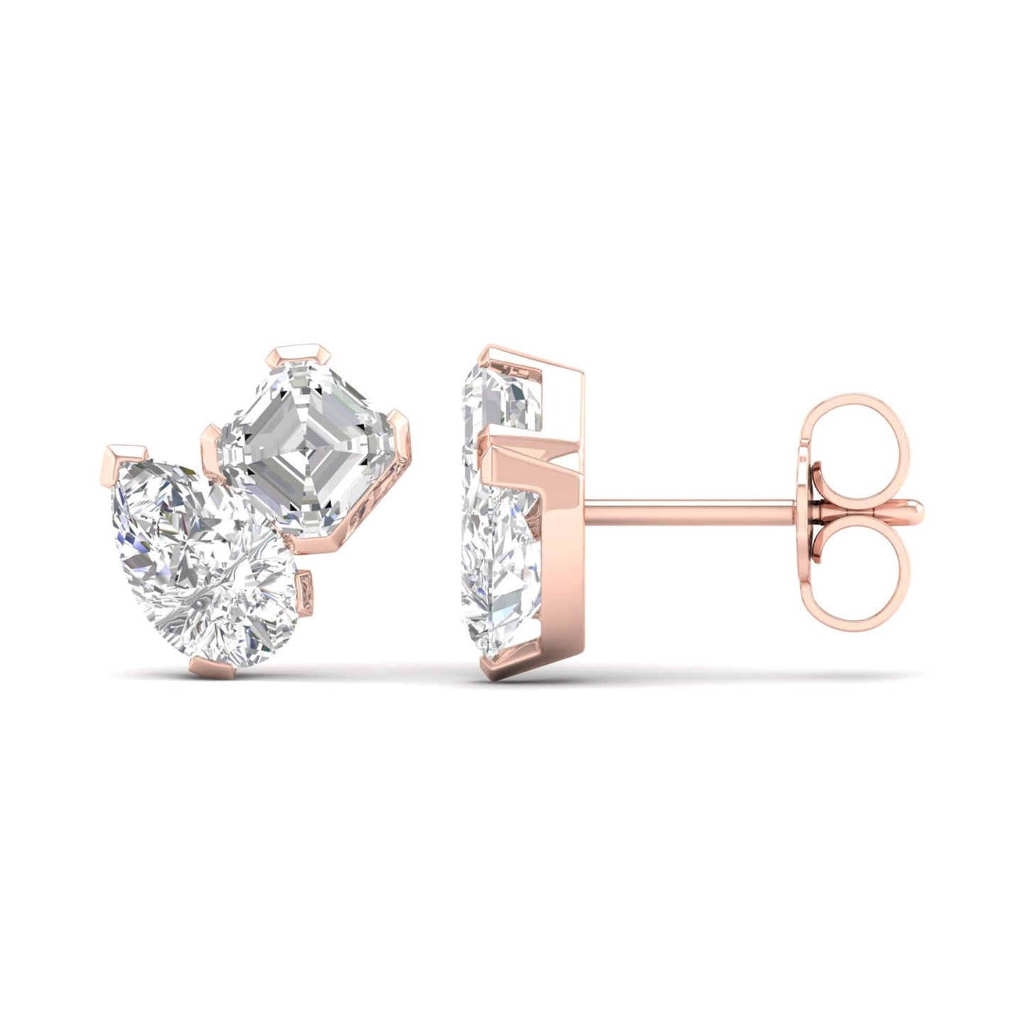 Atmos Pear Cushion Diamond Two Stone Studs_Product angle _2 - 1