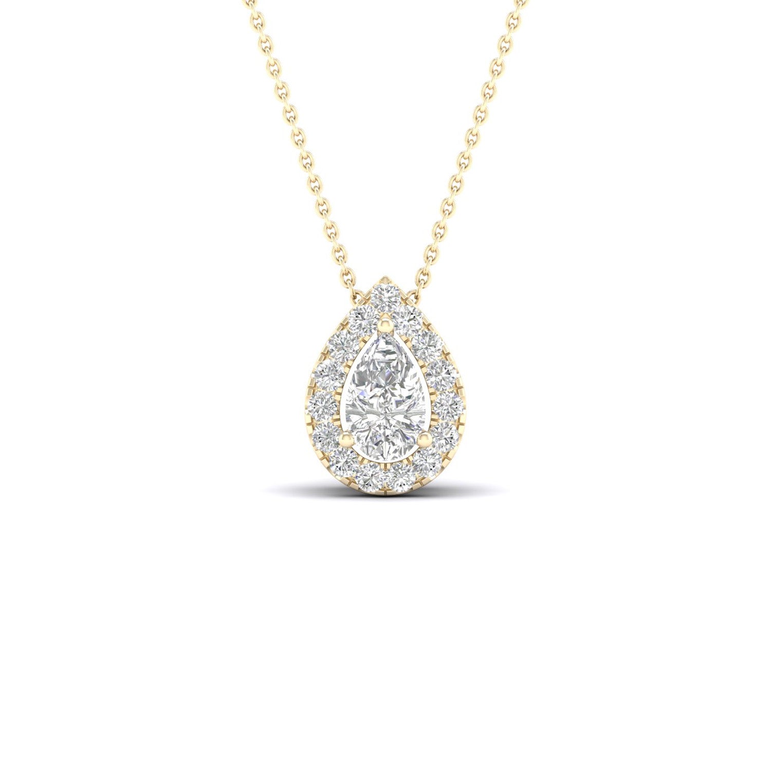 Petite Dewdrop Halo Necklace_Product angle_1/6 Ct. - 2