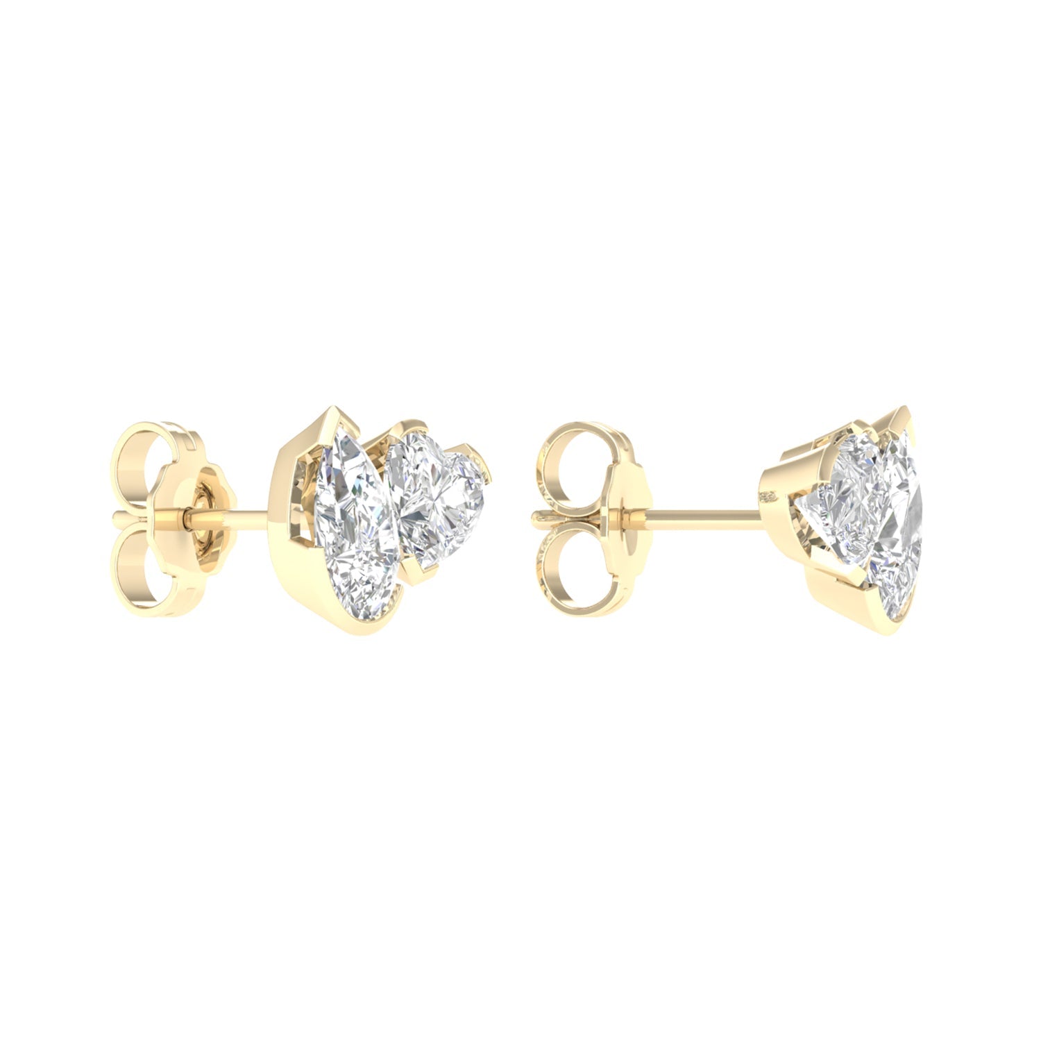 Atmos Pear Heart Diamond Two-Stone Studs_Product angle _2 - 3