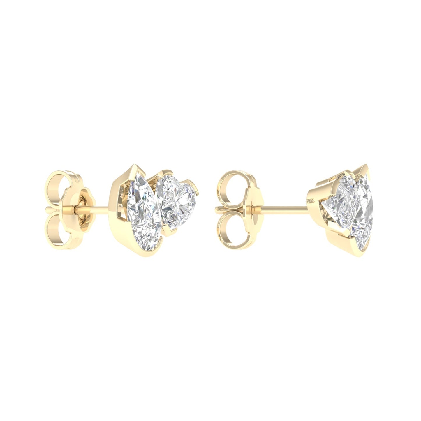 Atmos Pear Heart Diamond Two-Stone Studs_Product angle _2 - 3