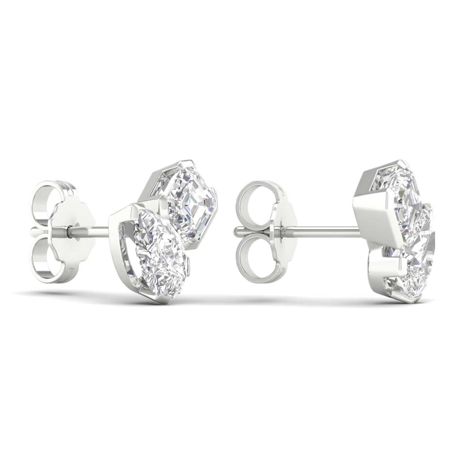 Atmos Pear Cushion Diamond Two Stone Studs_Product angle _2 - 3