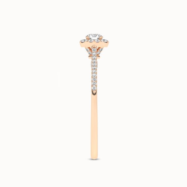 Round-Center Princess Halo Ring
