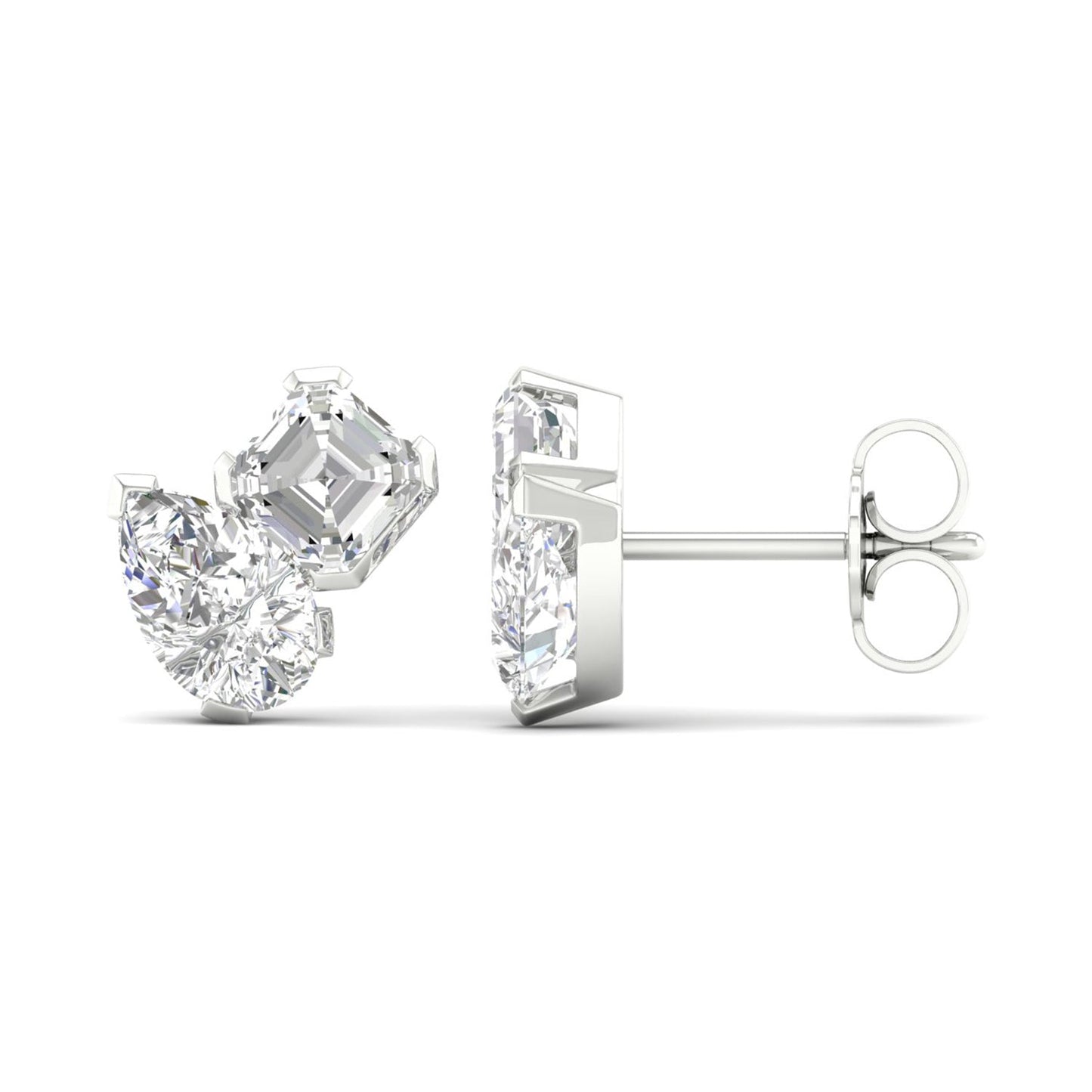 Atmos Pear Cushion Diamond Two Stone Studs_Product angle _PCP Main Image