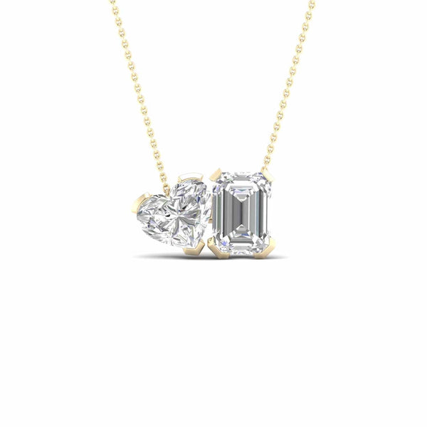 Atmos Heart Emerald Diamond Two-Stone Necklace_Product Angle_PCP Main Image