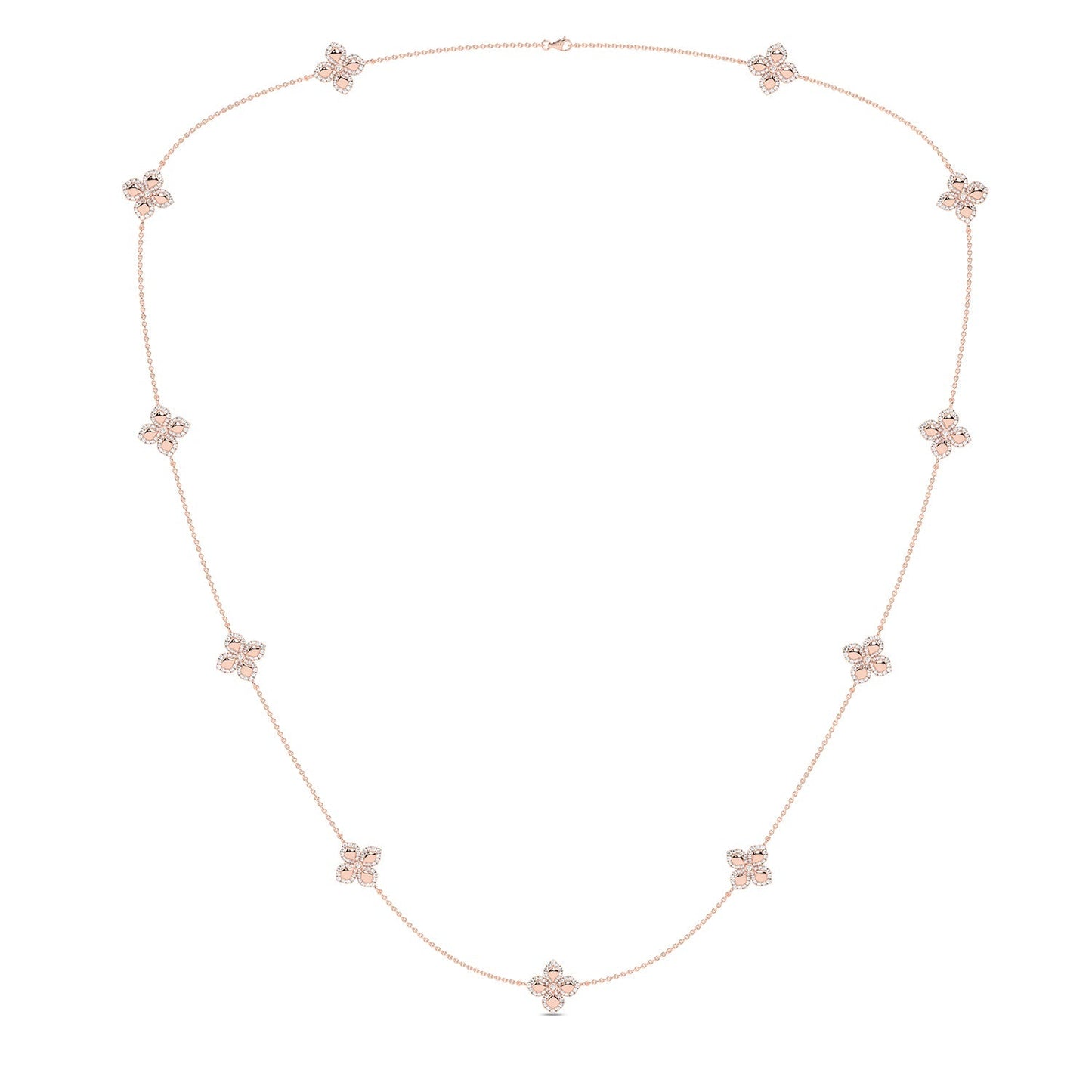La Fleur Petite Diamond Contour Stationed Necklace_Product Angle_1 3/4 - 1