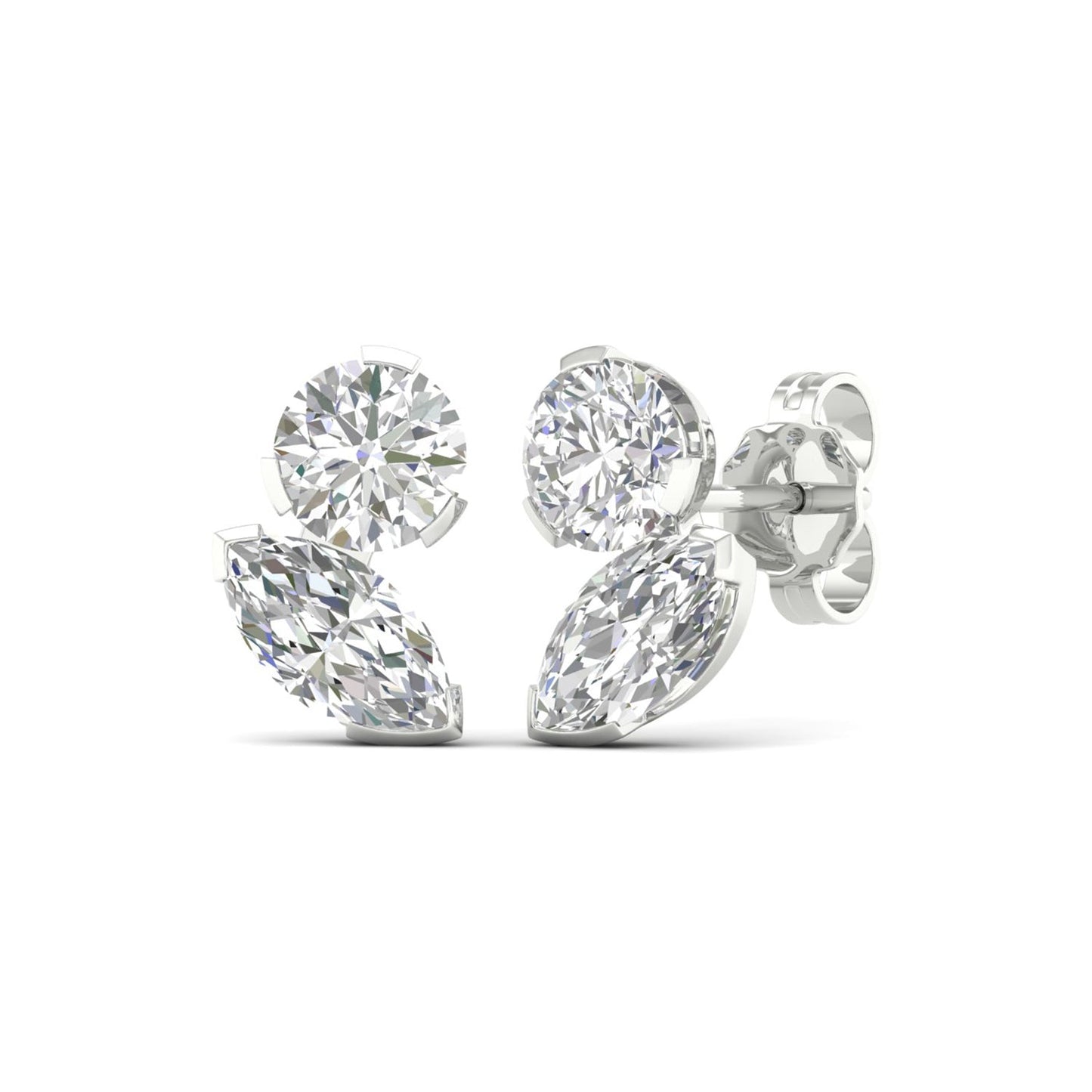 Atmos Round Marquise Diamond Two Stone Studs_Product angle _2 - 2