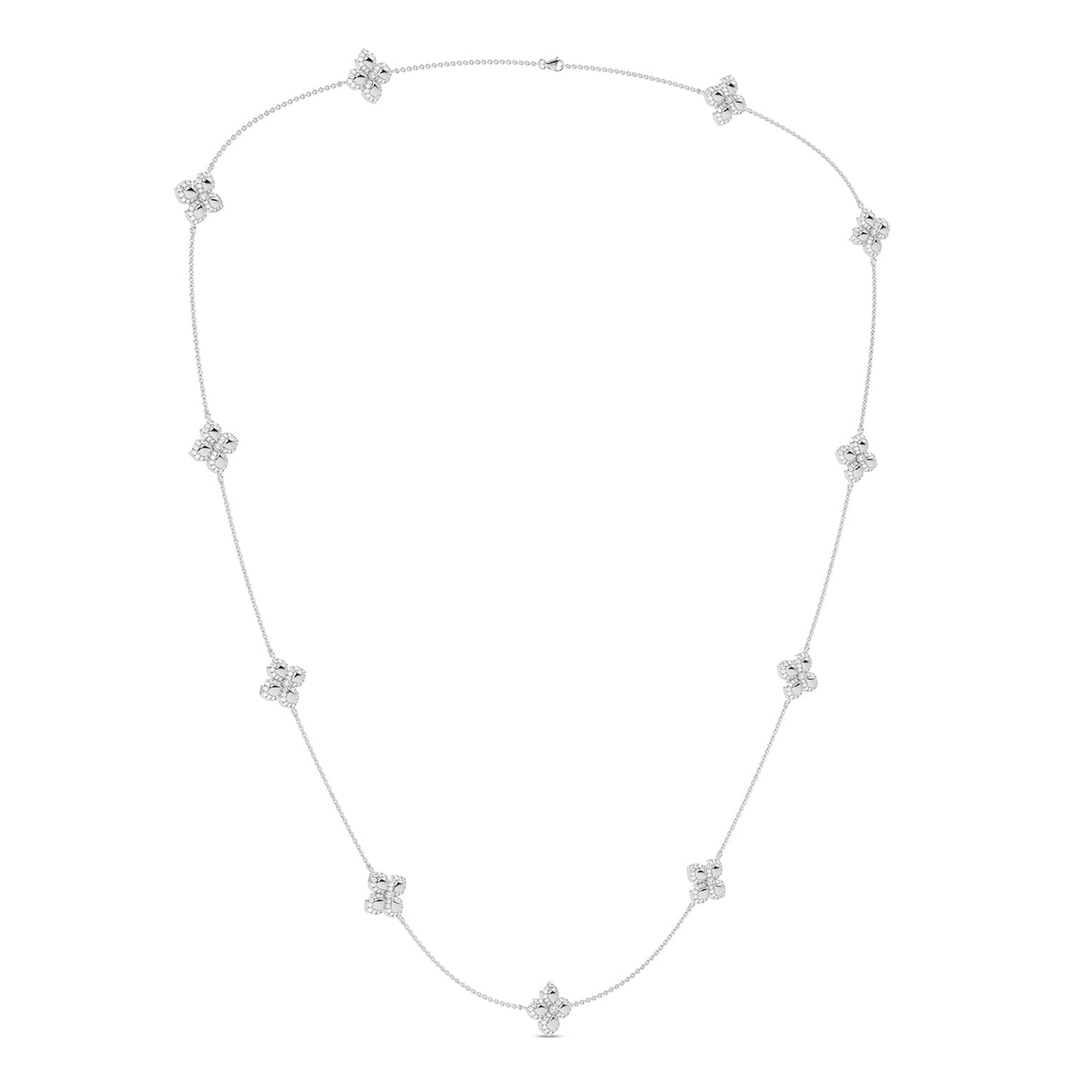 La Fleur Petite Diamond Contour Stationed Necklace_Product Angle_1 3/4 - 2