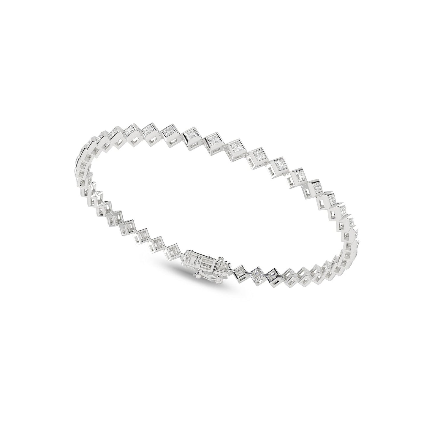 Bezel-Set Princess Tennis Bracelet_Product Angle_2Ct. - 1