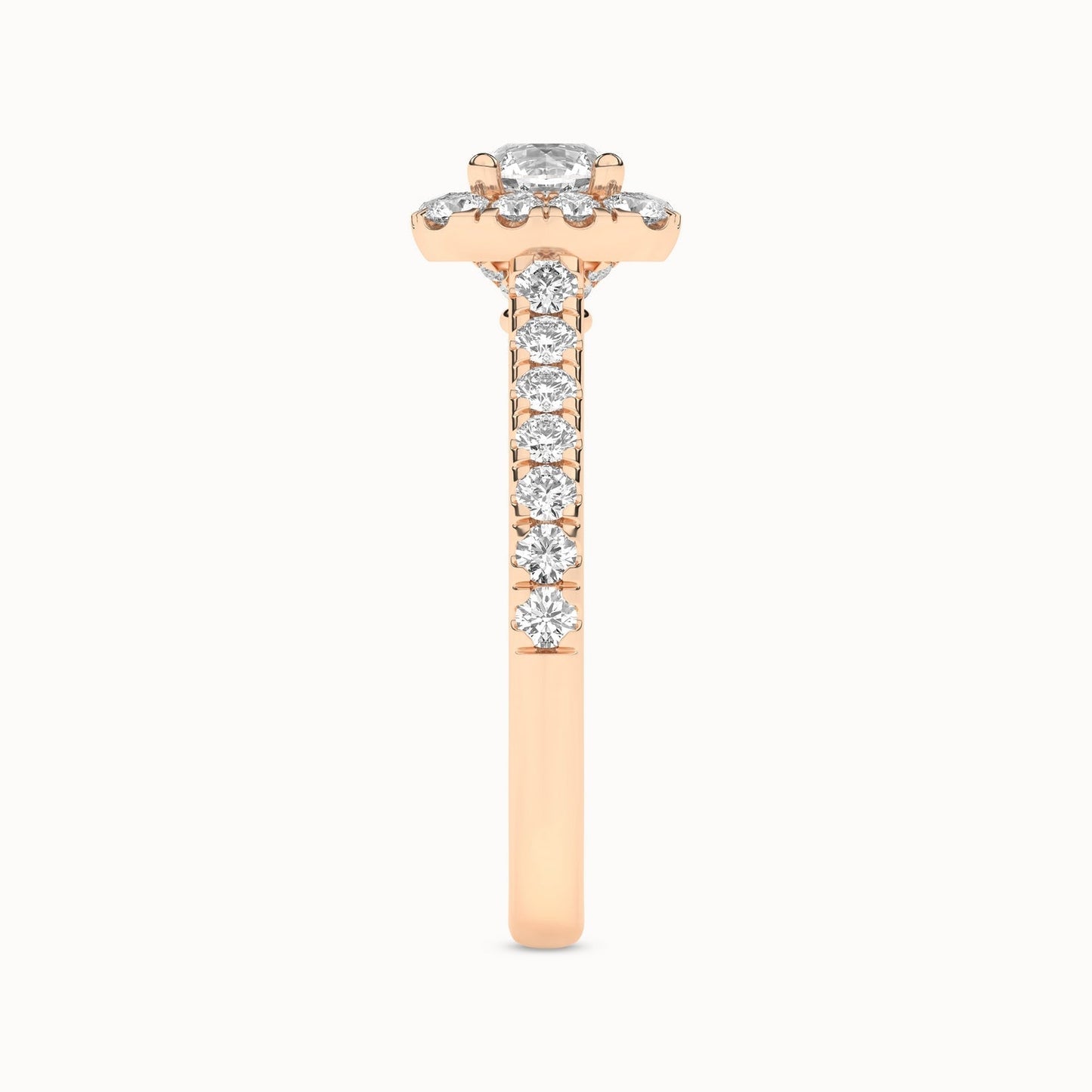 Round-Center Princess Halo Ring