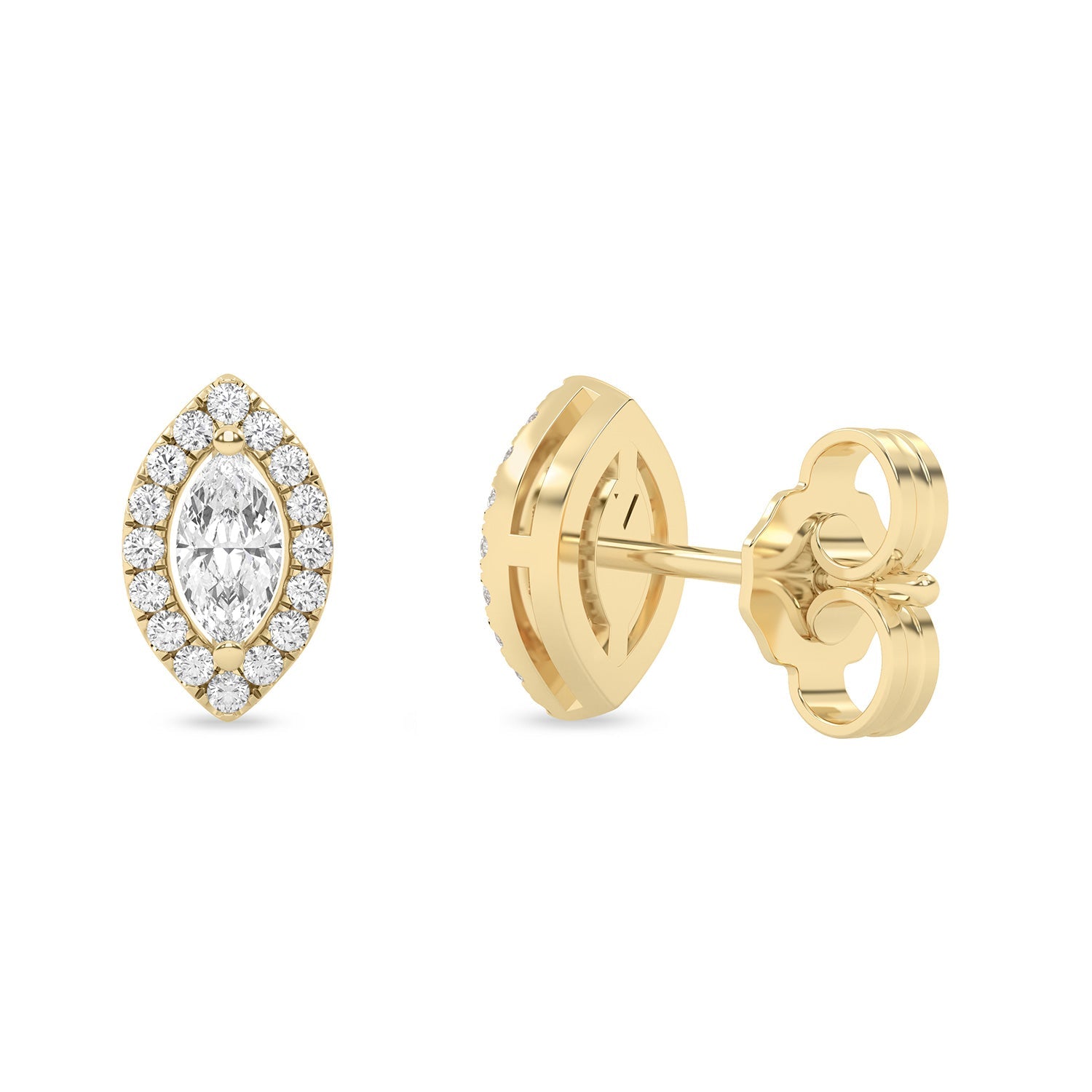 Marquise Halo Studs_Product Angle_1/3 Ct. -  3