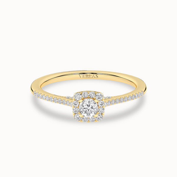 Round-Center Princess Halo Ring