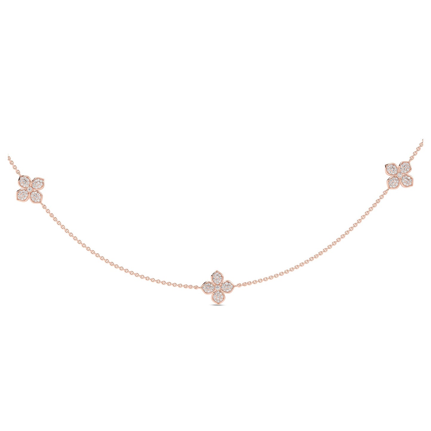 La Fleur Petite Diamond Radiant Stationed Necklace_Product Angle_1 3/4 - 4