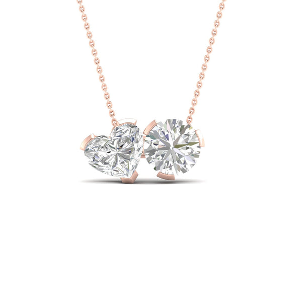 Atmos Heart Round Diamond Two-Stone Necklace_Product Angle_PCP Main Image