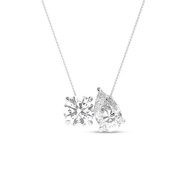 Atmos Round Pear Diamond Two-Stone Necklace_Product Angle_2 Ct. - 1