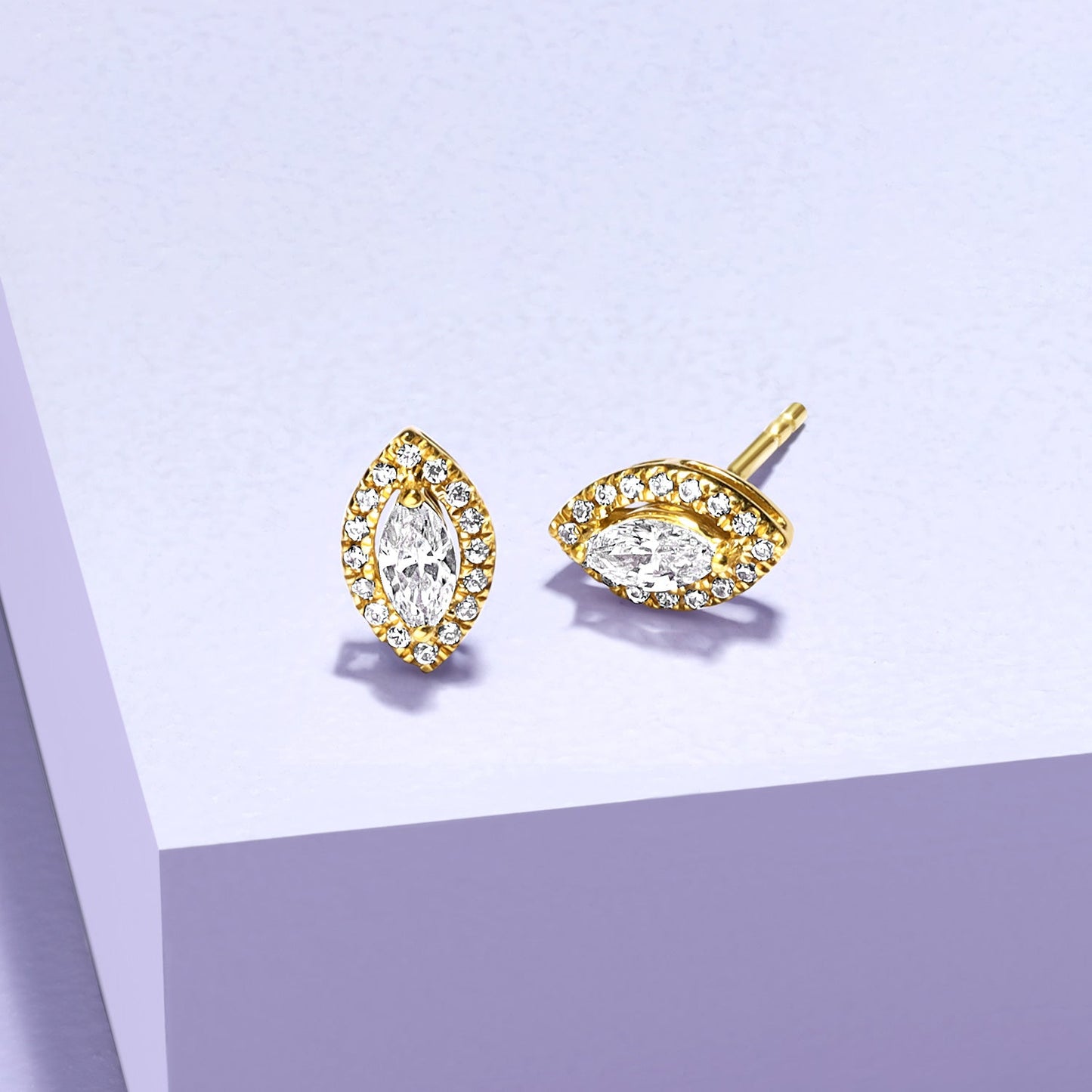 Marquise Halo Studs_Product Angle_Creative Image