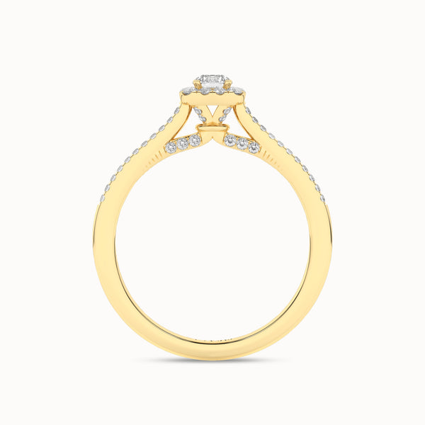 Round-Center Princess Halo Ring