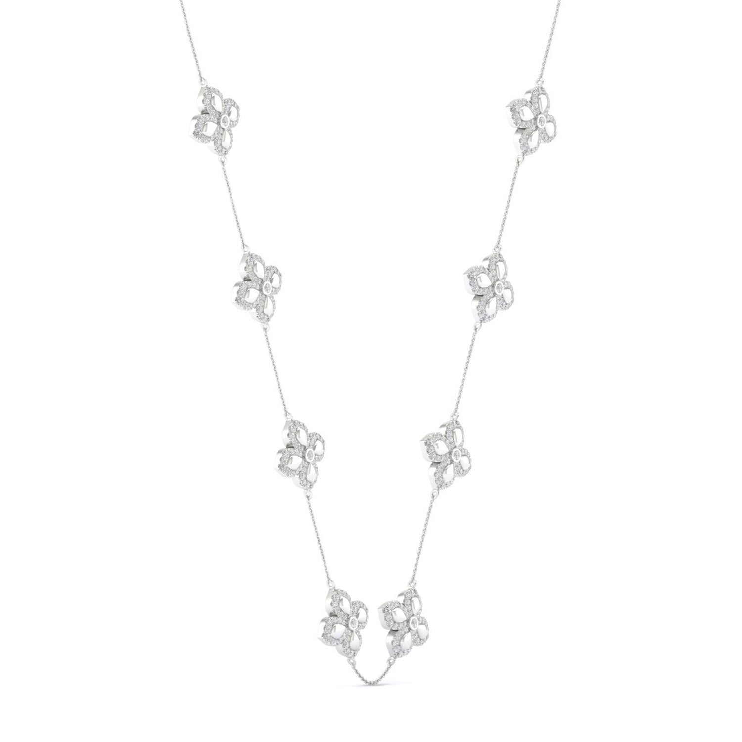 La Fleur Diamond Contour Stationed Necklace_Product Angle_1 1/3 - 3