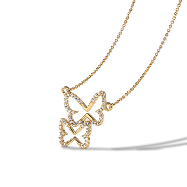 Double Butterfly Silhouette Necklace_Product Angle_Creative Image