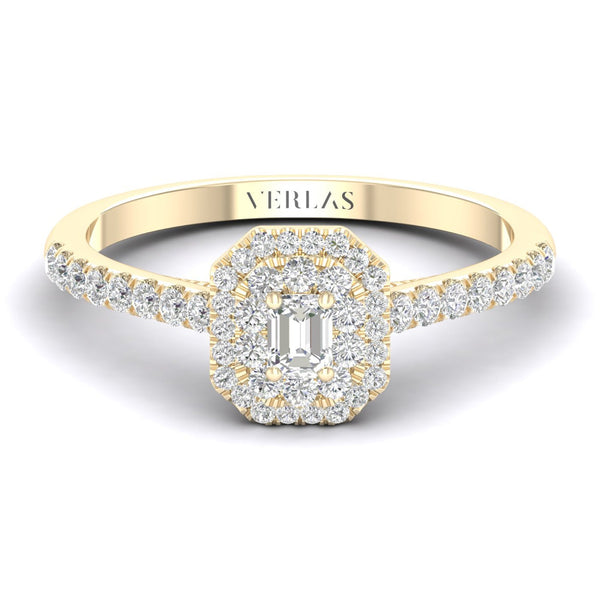 Quaint Signature Emerald Double Halo Ring