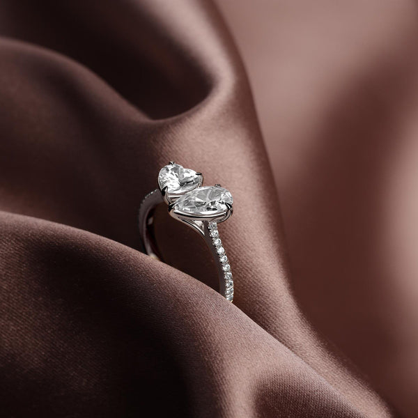 Atmos Heart Pear Two Stone Diamond Ring_Product Angle_Creative Image