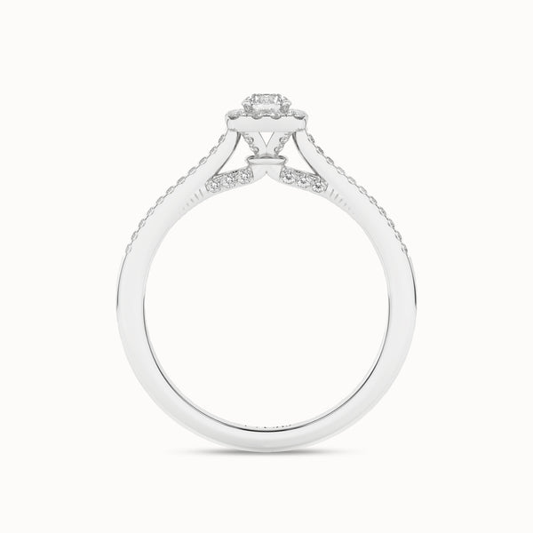 Round-Center Princess Halo Ring