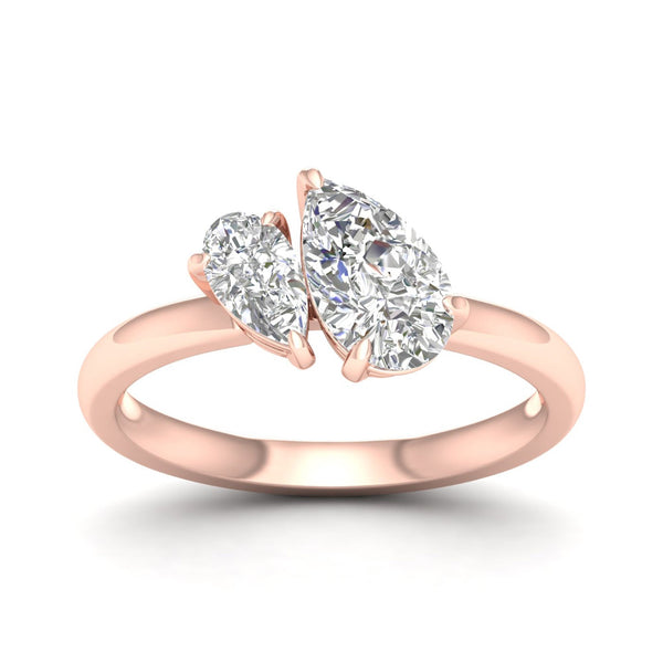 Atmos Asymmetrical Pear Diamond Two Stone Ring_Product Angle_PCP Main Image