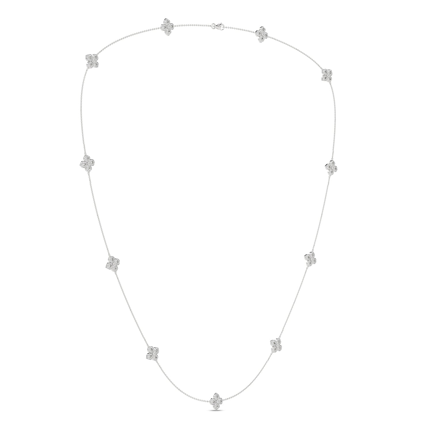 La Fleur Petite Diamond Silhouette Stationed Necklace_Product Angle_1 1/3 - 2
