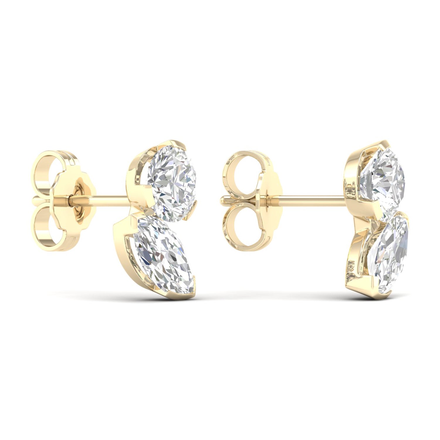 Atmos Round Marquise Diamond Two Stone Studs_Product angle _2 - 3