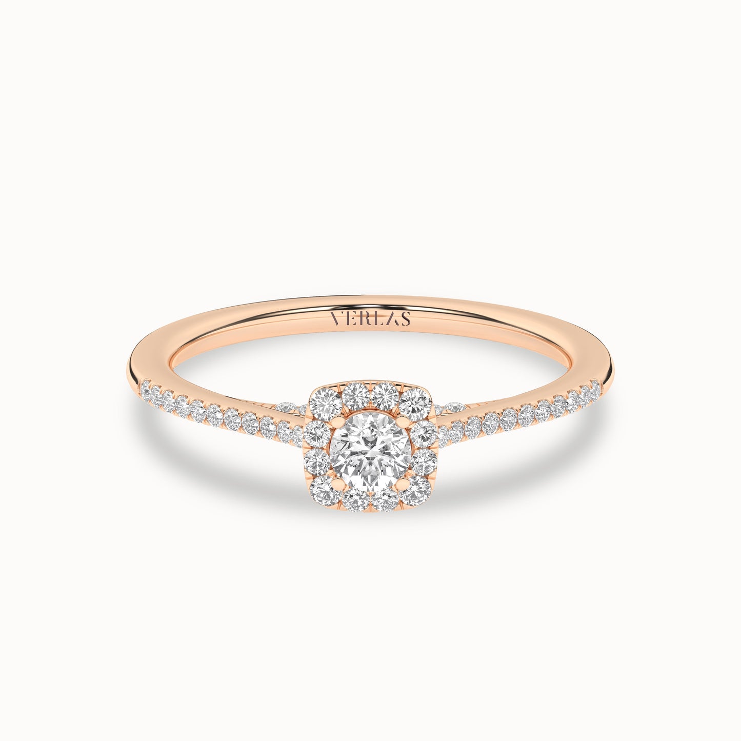 Round-Center Princess Halo Ring