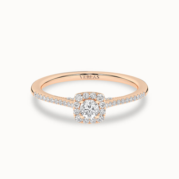 Round-Center Princess Halo Ring