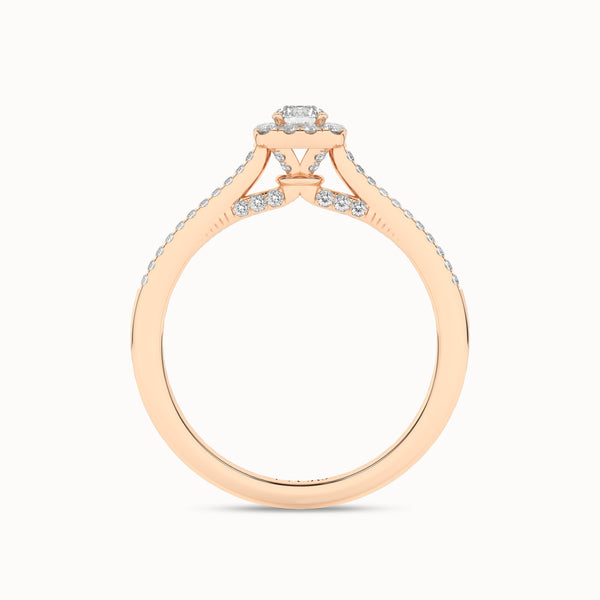 Round-Center Princess Halo Ring