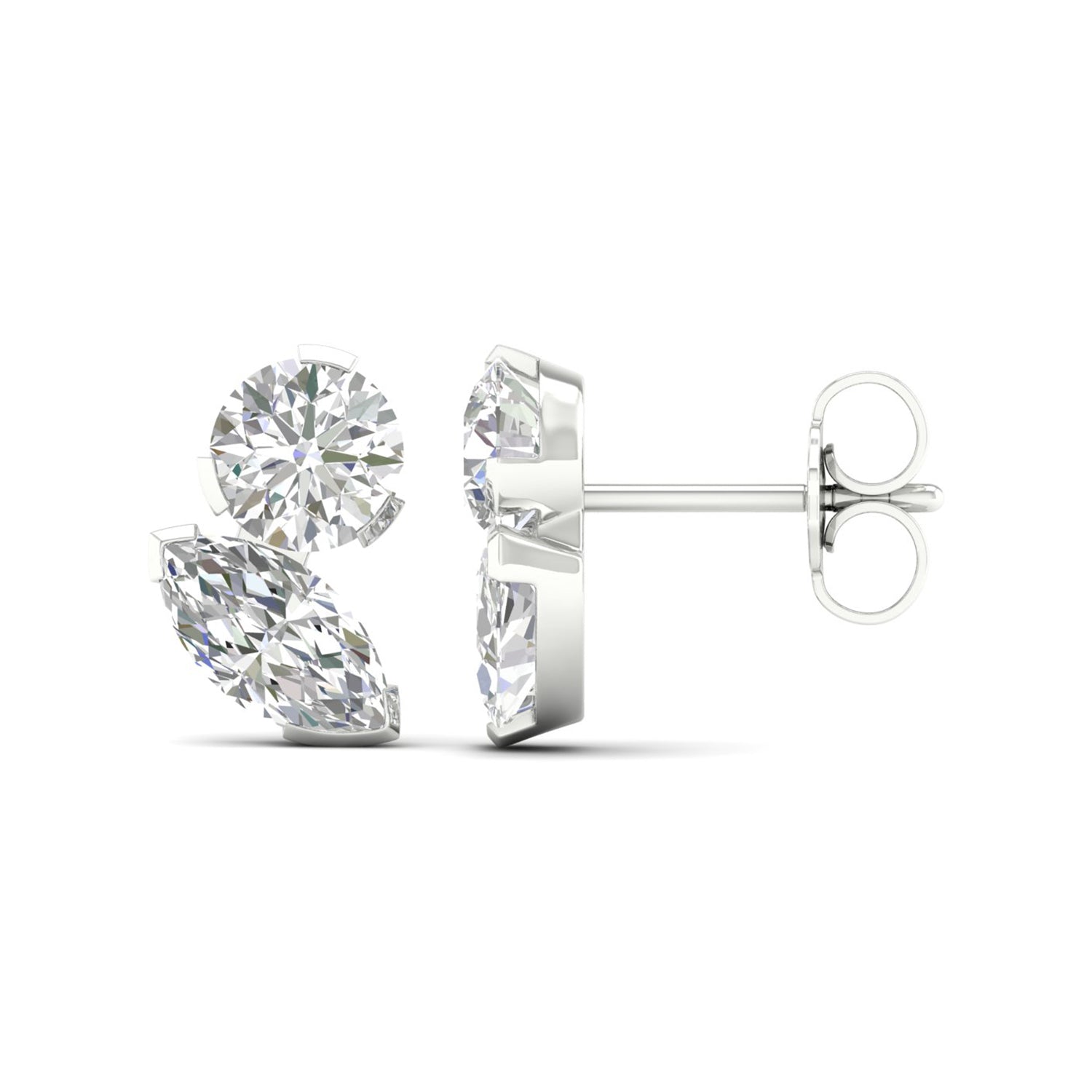 Atmos Round Marquise Diamond Two Stone Studs_Product angle _2 - 1