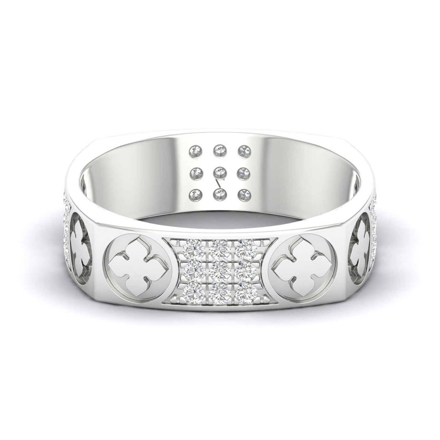 La Fleur 5mm 4-Diamond Rows Square Band