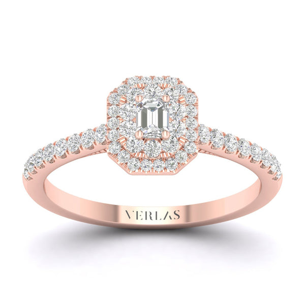 Quaint Signature Emerald Double Halo Ring