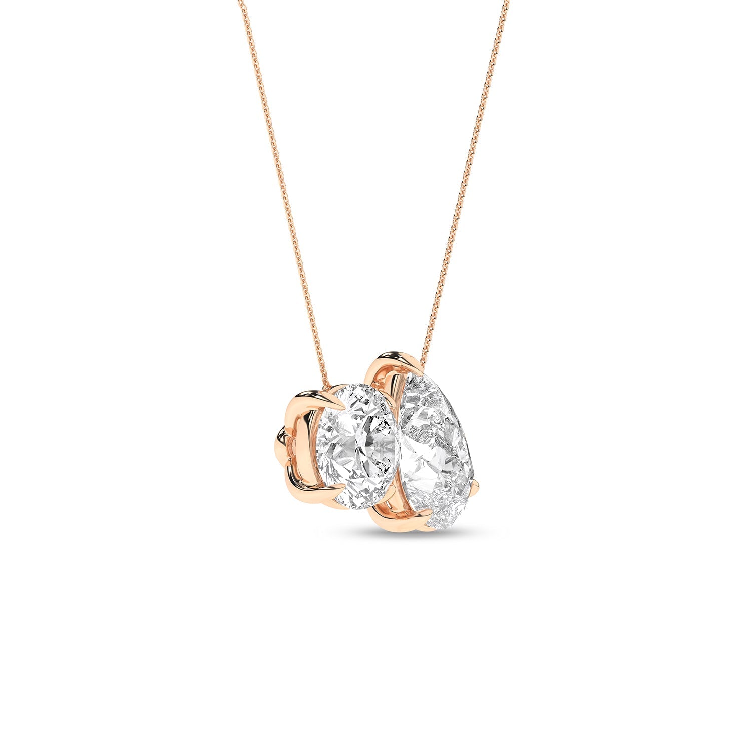 Atmos Round Pear Diamond Two-Stone Necklace_Product Angle_2 Ct. - 2