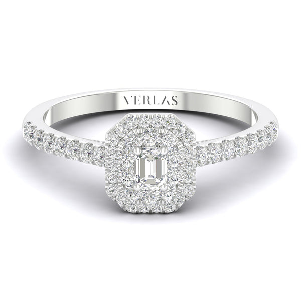 Quaint Signature Emerald Double Halo Ring