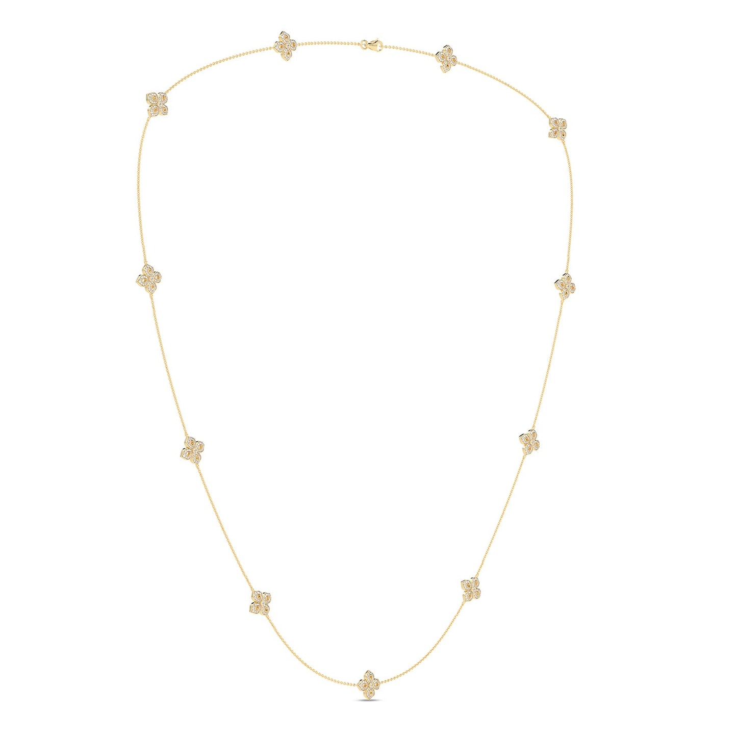 La Fleur Petite Diamond Silhouette Stationed Necklace_Product Angle_1 1/3 - 2