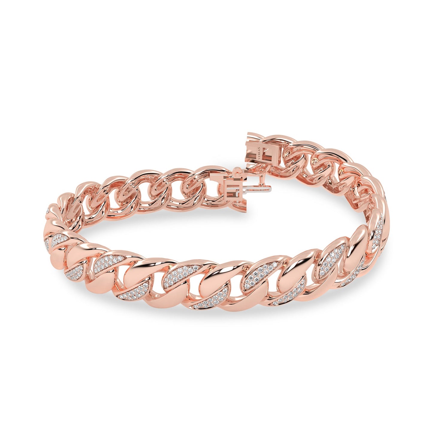 Alternating Diamond Cuban Link Bracelet_Product Angle_PCP Main Image