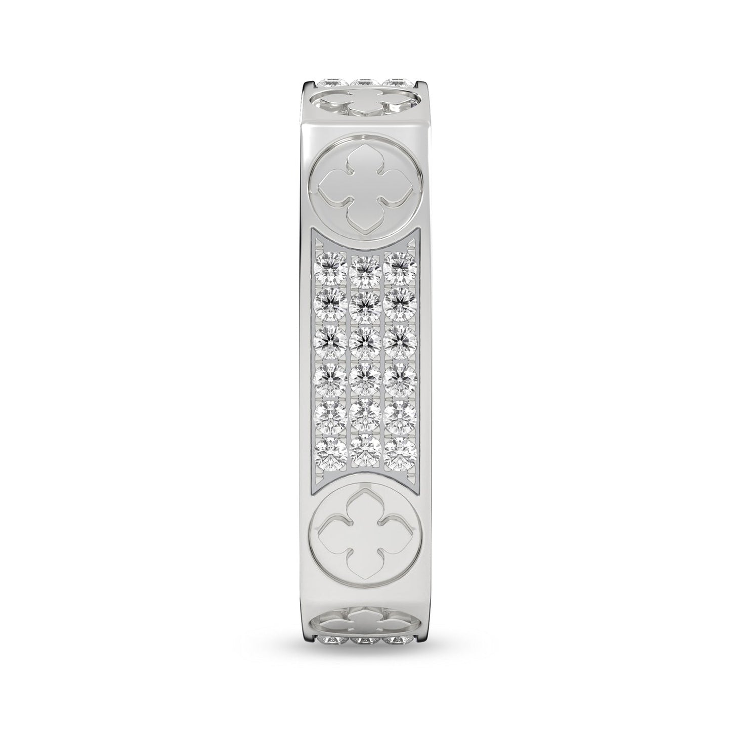 La Fleur 4mm 4-Diamond Rows Square Band_Product Angle_1/3 - 3