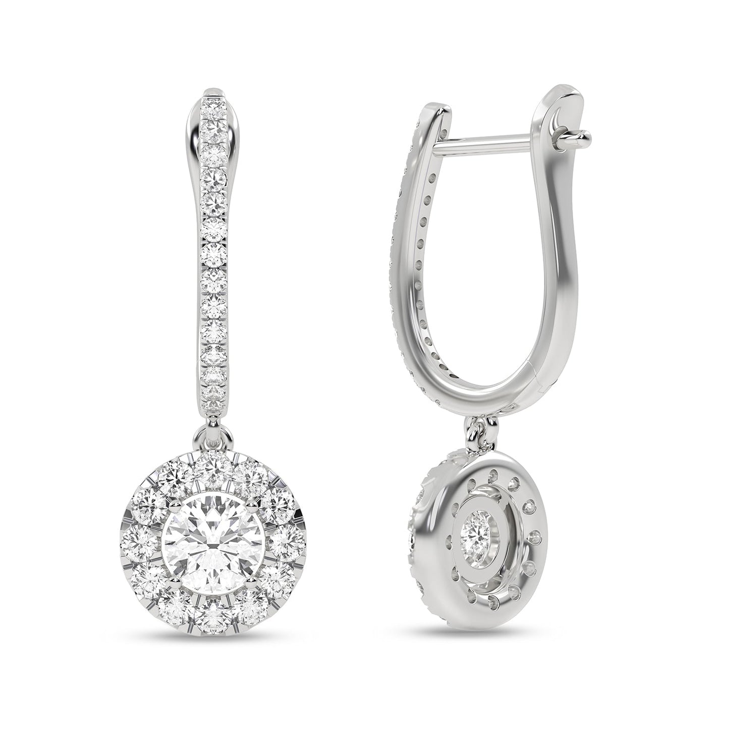 Round Halo Drop Earrings_Product Angle_7/8 Ct. -  3