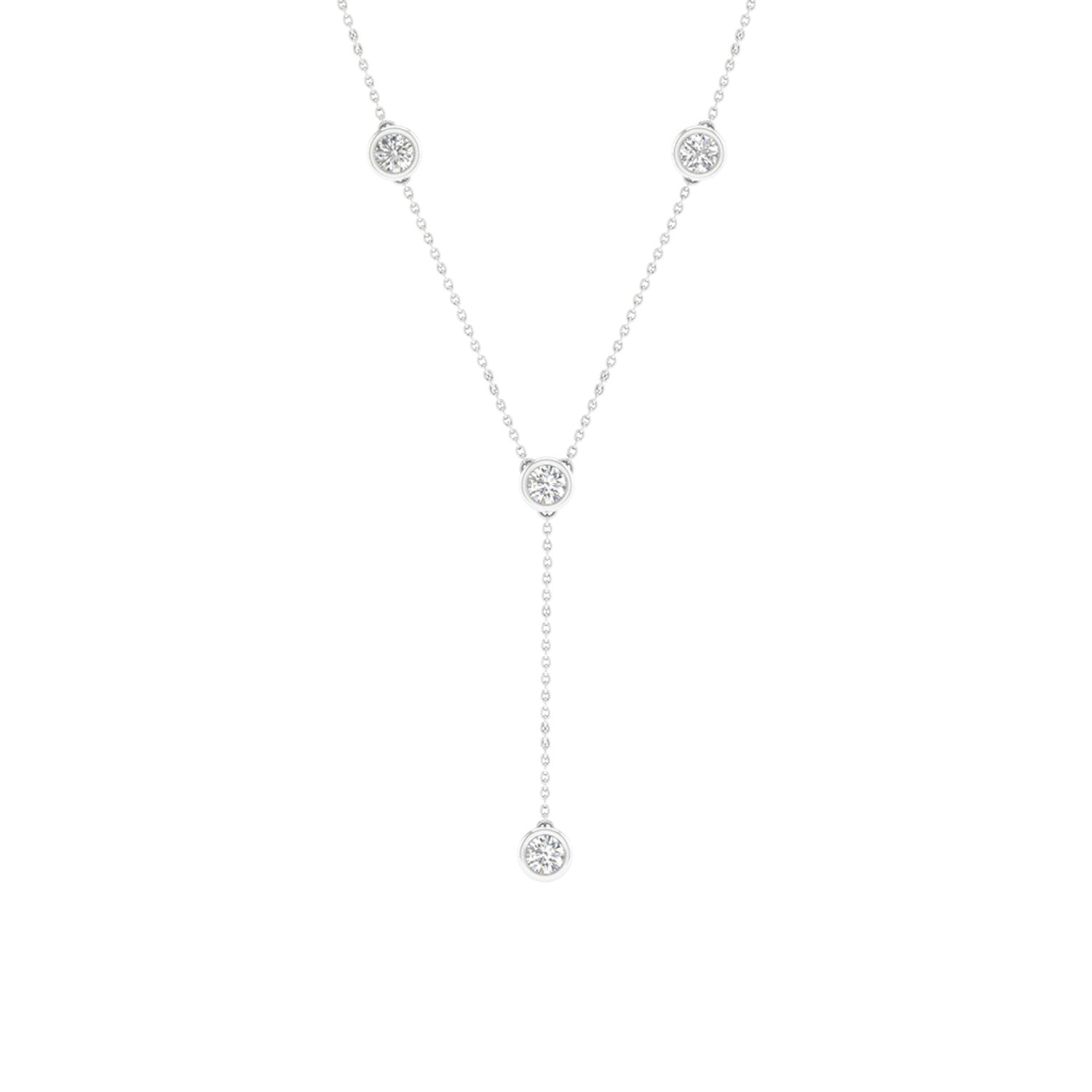 Encompassing Round Stationed Y Necklace_Product angle_1/4 Ct. - 1