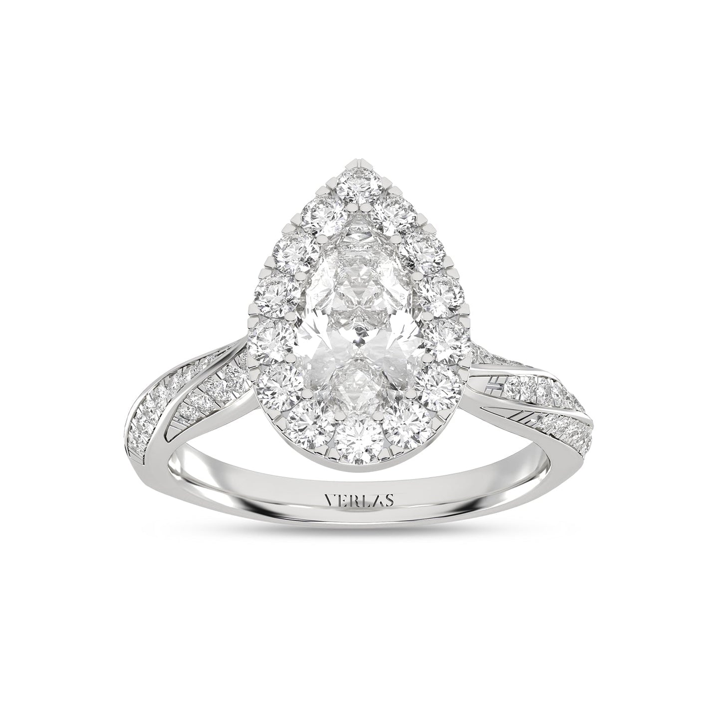 Swirl Iconic Dewdrop Halo Ring