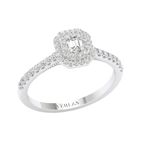 Quaint Signature Emerald Double Halo Ring