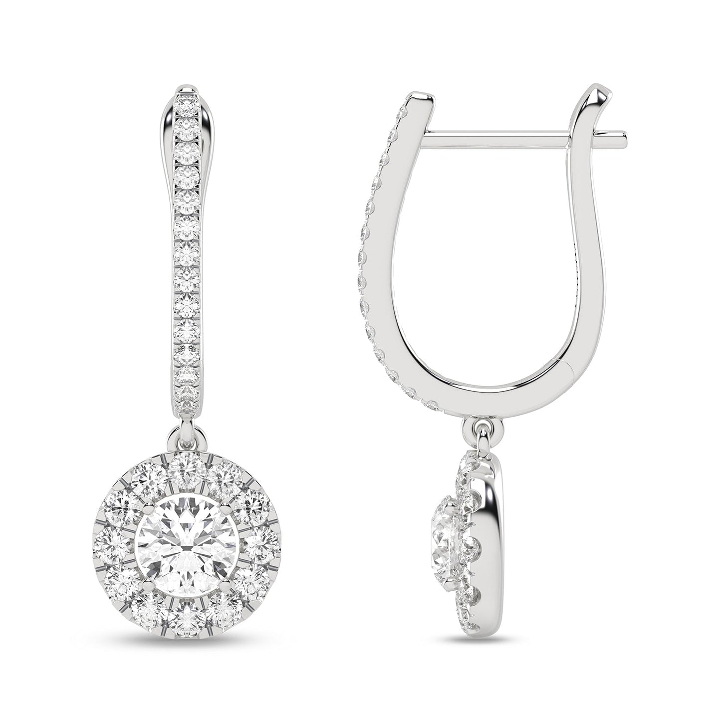 Round Halo Drop Earrings_Product Angle_7/8 Ct. -  1