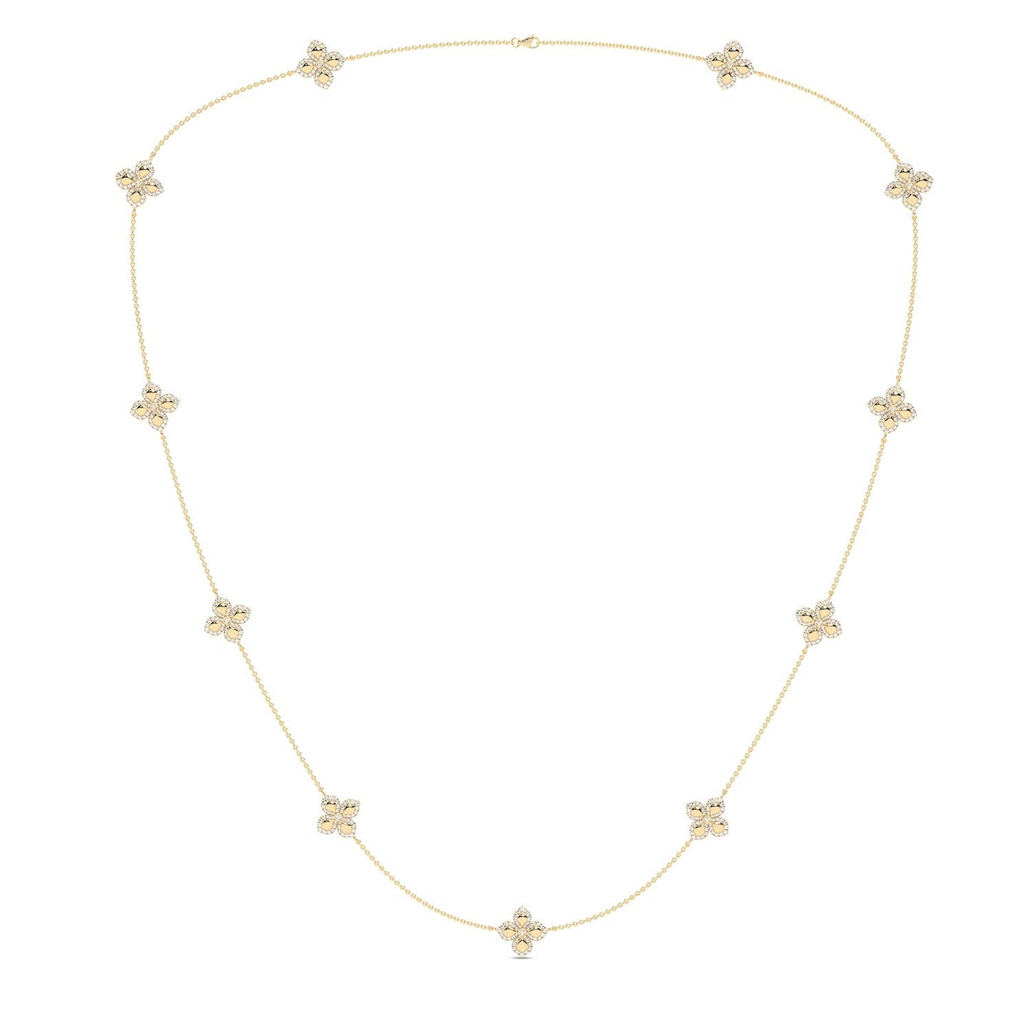 La Fleur Petite Diamond Contour Stationed Necklace_Product Angle_1 3/4 - 1