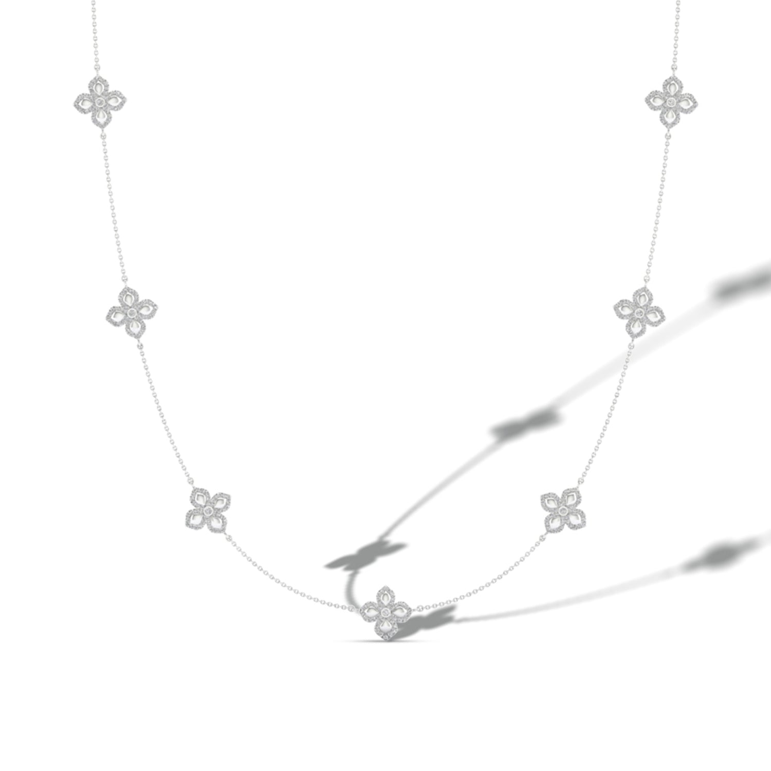 La Fleur Petite Diamond Contour Stationed Necklace_Product Angle_Creative Image