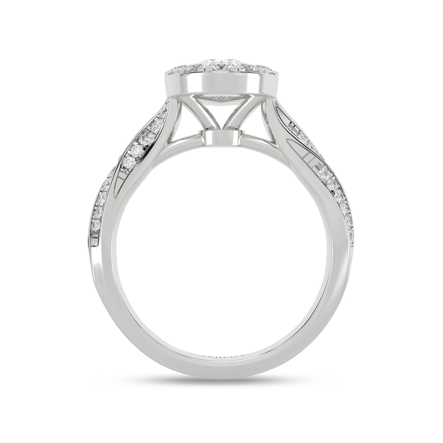 Swirl Iconic Dewdrop Halo Ring