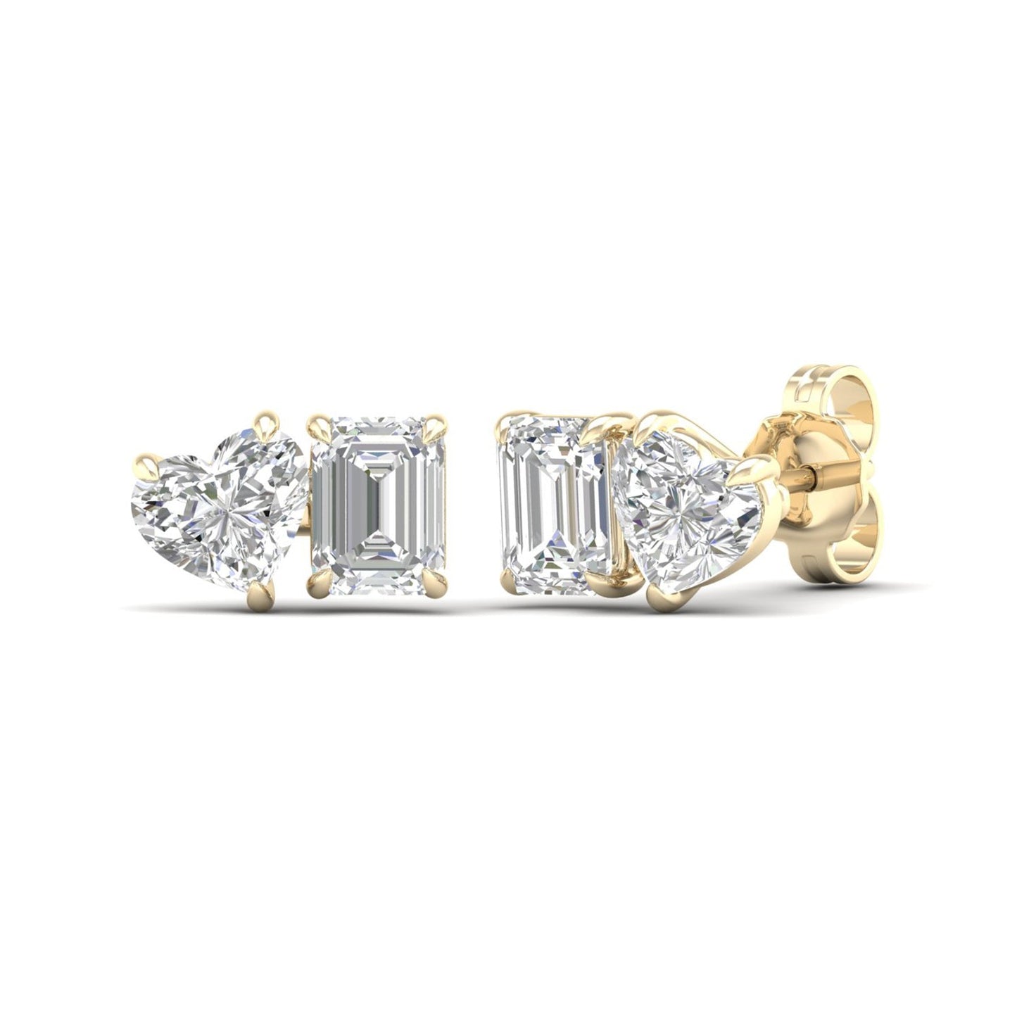 Atmos Heart Emerald Diamond Two Stone Studs_Product angle _2 - 2