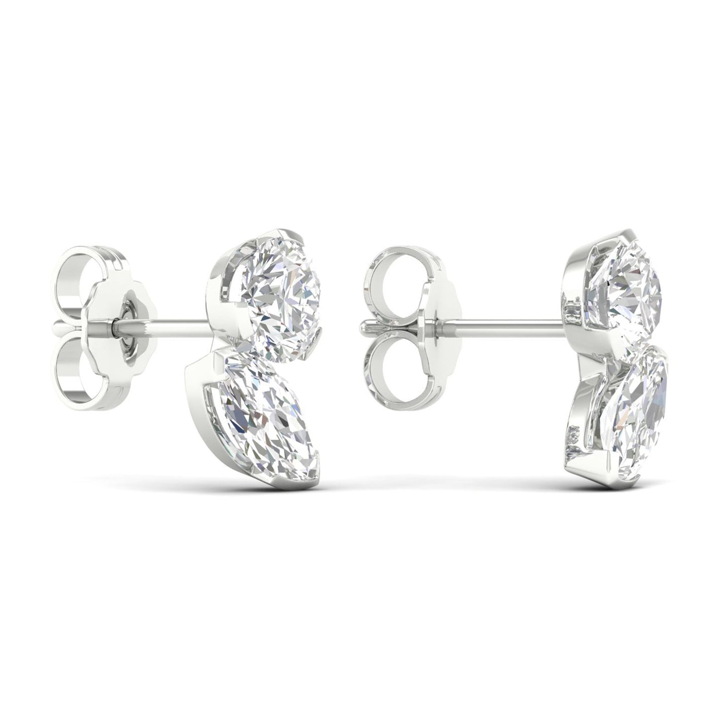 Atmos Round Marquise Diamond Two Stone Studs_Product angle _2 - 3