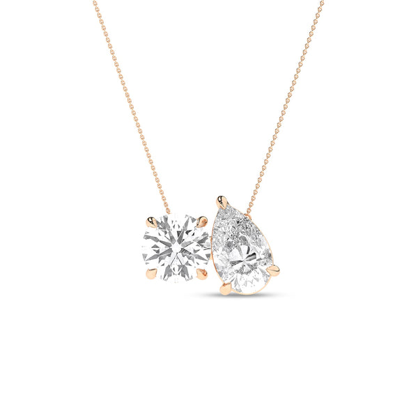 Atmos Round Pear Diamond Two-Stone Necklace_Product Angle_PCP Main Image